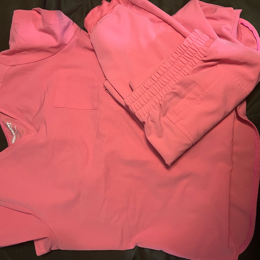 Bright Pink Scrub Top and Pants Set MOVEMENT butter soft